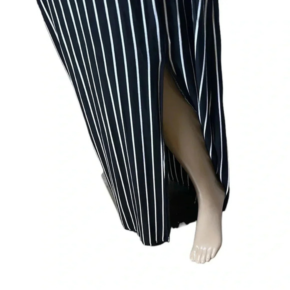 LNBF bamboo stripped,maxi dress,shirred women black &White Small. ,scoop EC - Picture 6 of 12